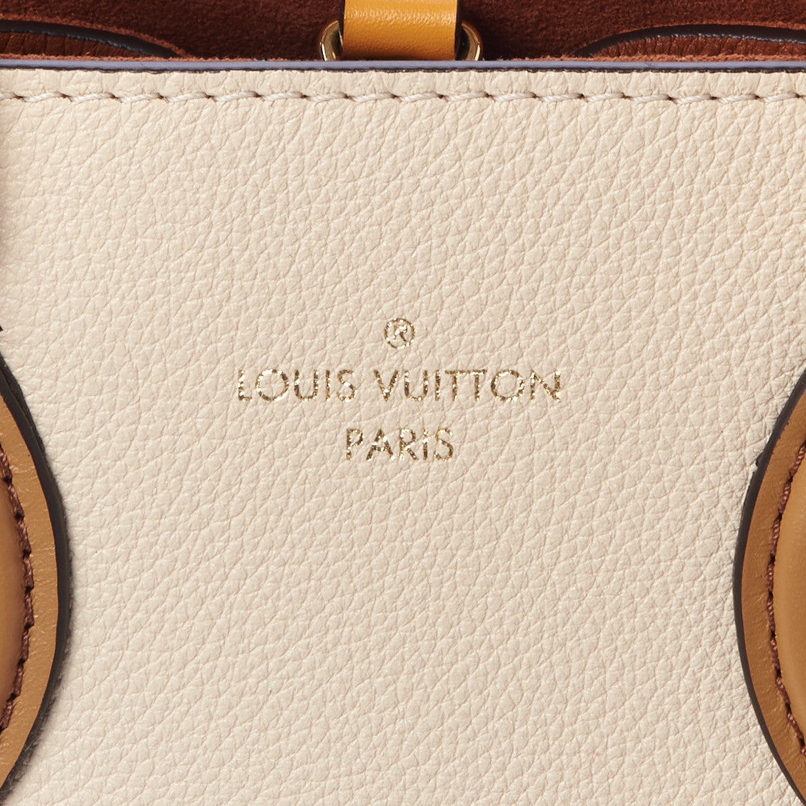 Calfskin Monogram Fold Tote MM Camel Sunbeam Cream
