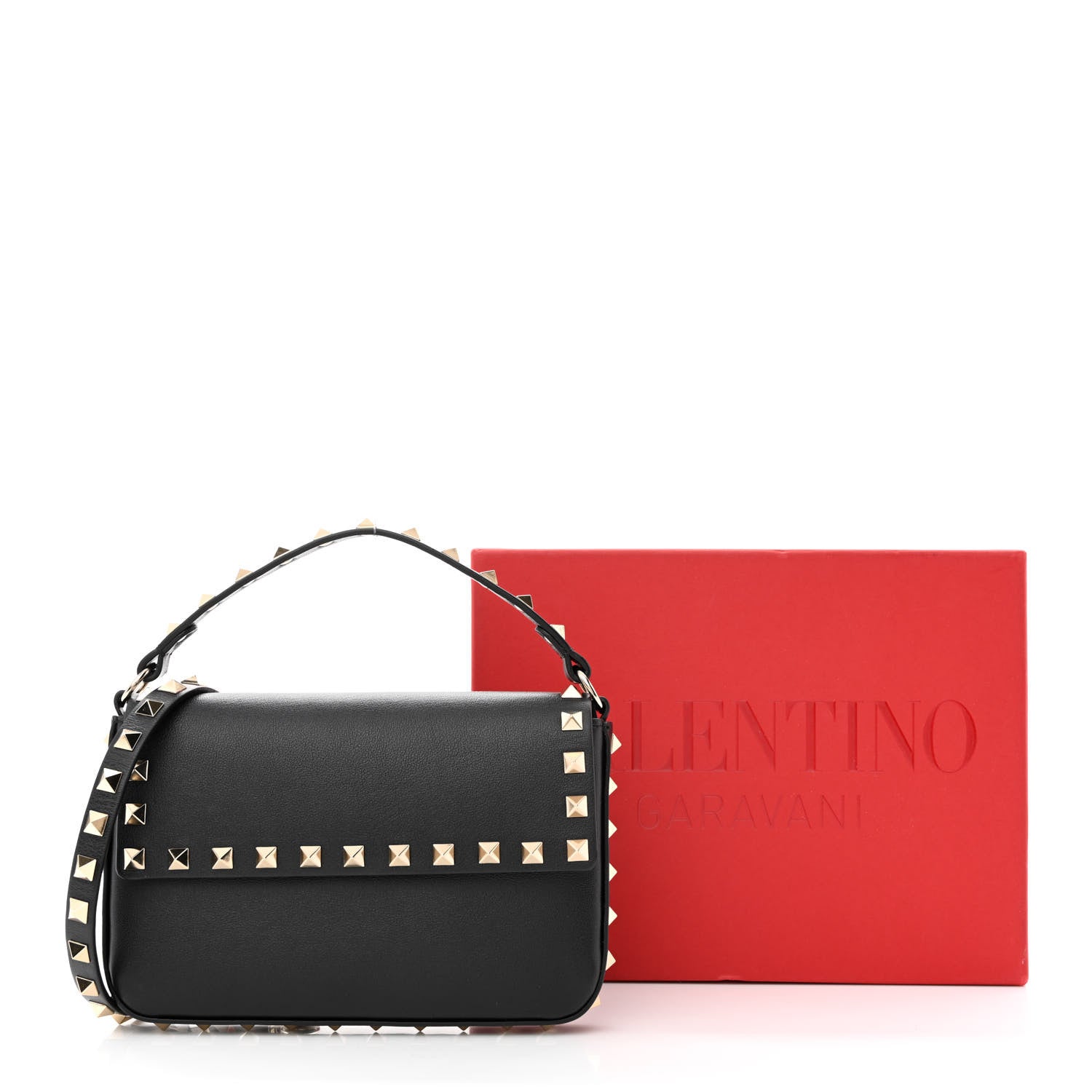 Valentino Garavani Grainy Calfskin Rockstud Crossbody Pouch Black 10 of 10