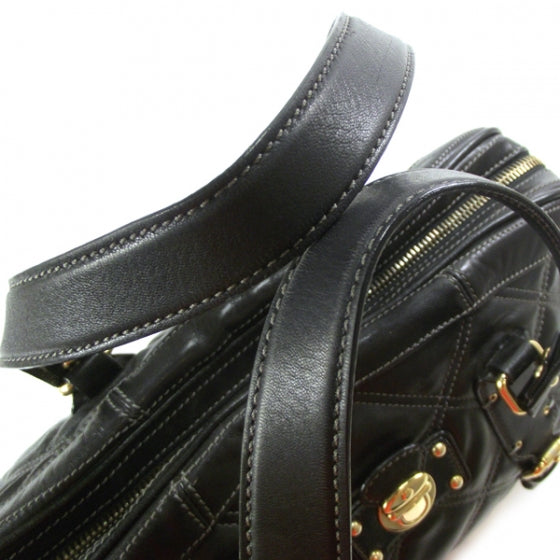 Leather Quilted Emily Bowler Black