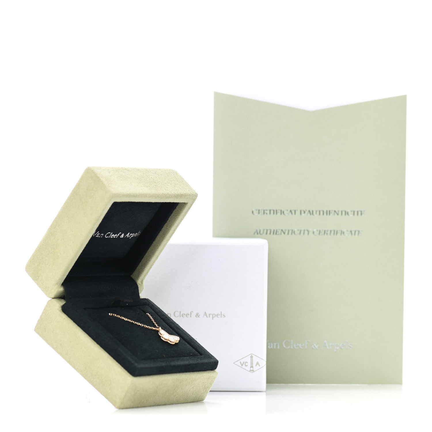 Van Cleef & Arpels 18K Yellow Gold Mother of Pearl Sweet Alhambra Butterfly Pendant Necklace 7 of 7
