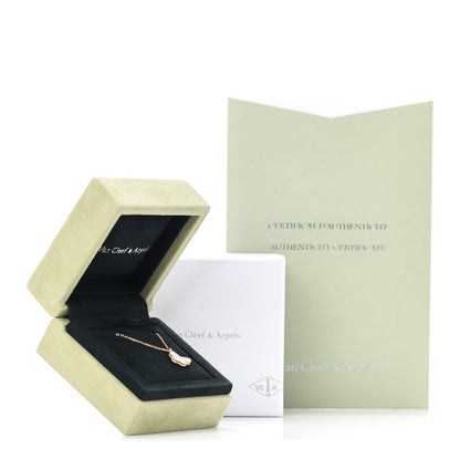 Van Cleef & Arpels 18K Yellow Gold Mother of Pearl Sweet Alhambra Butterfly Pendant Necklace 7 of 7