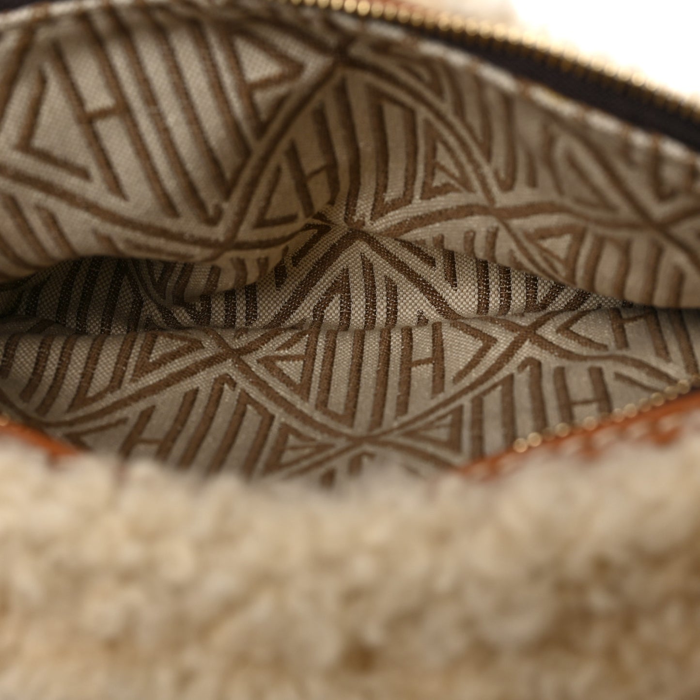 Shearling Calfskin Mini Daria Chain Bag Caramel