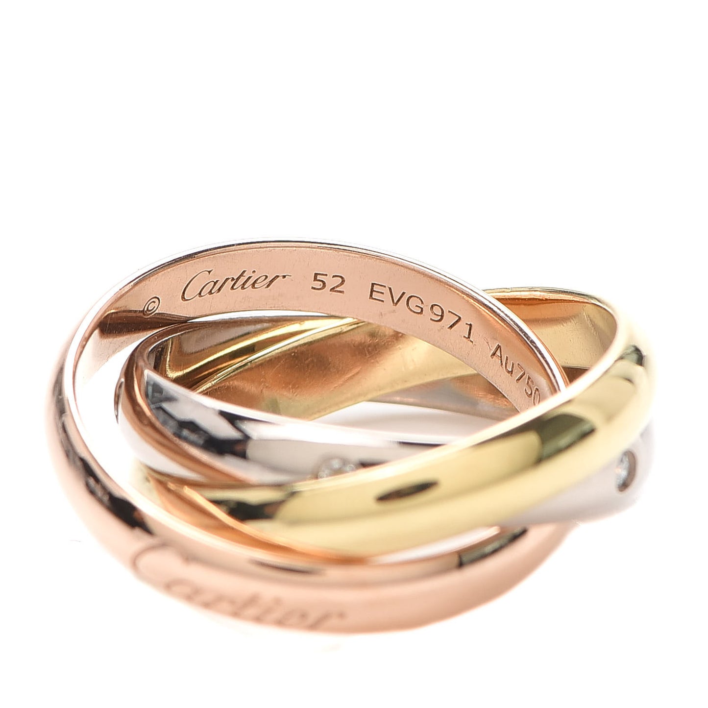 18K Pink Yellow White Gold Diamond Trinity Ring 52 6