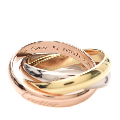 Cartier 18K Pink Yellow White Gold Diamond Trinity Ring 52 6 4 of 6