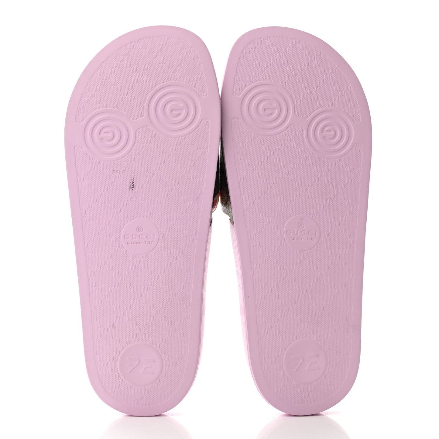 GG Supreme Monogram Apple Slide Sandals 38 Pink Multicolor