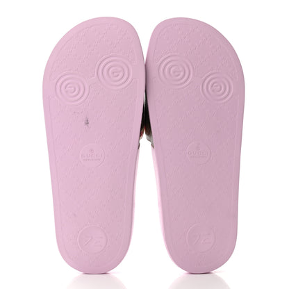 Gucci GG Supreme Monogram Apple Slide Sandals 38 Pink Multicolor 5 of 10