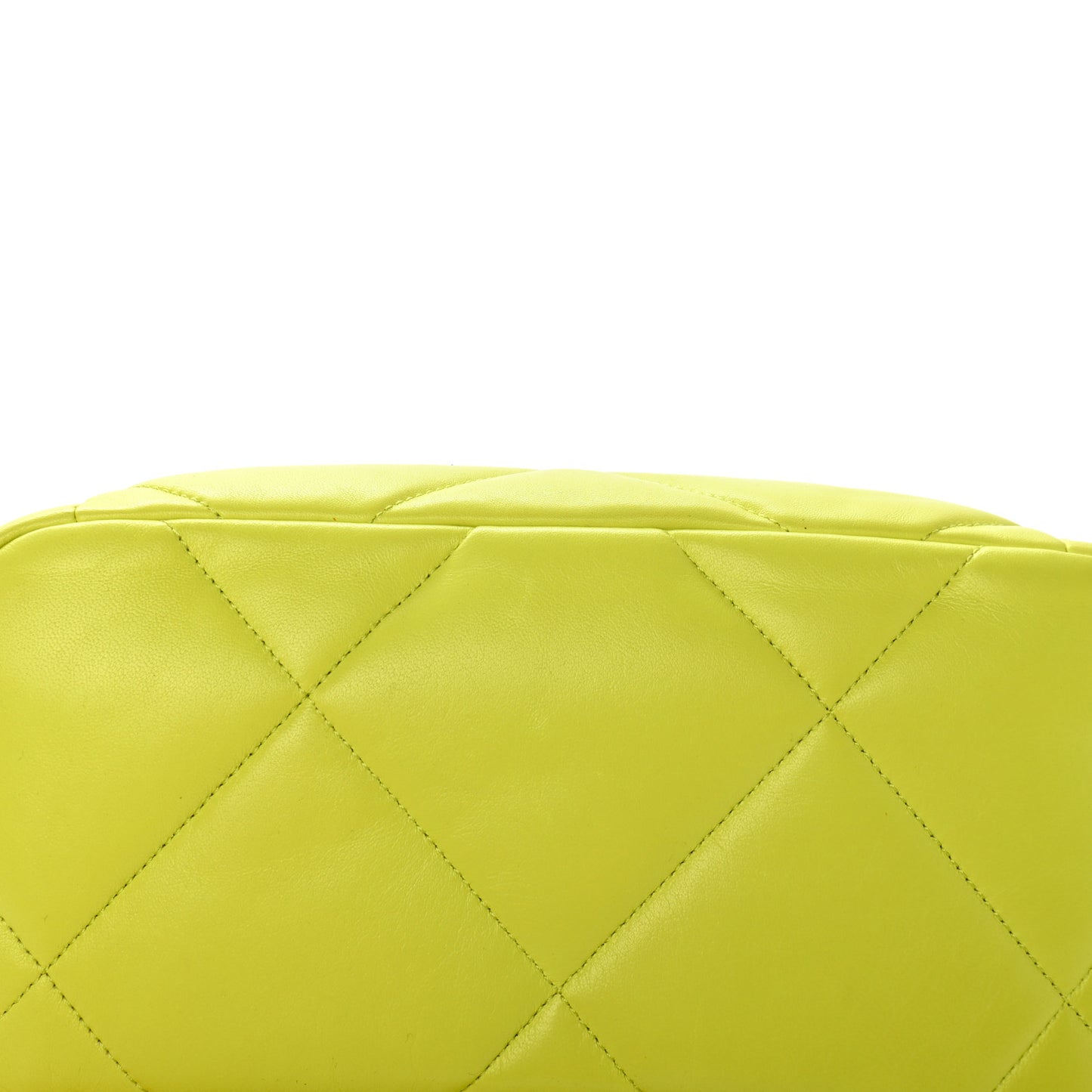 Shiny Lambskin Quilted Medium Chanel 19 Flap Neon Yellow