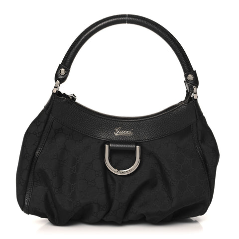 Nylon Monogram Medium D Gold Ring Hobo Black