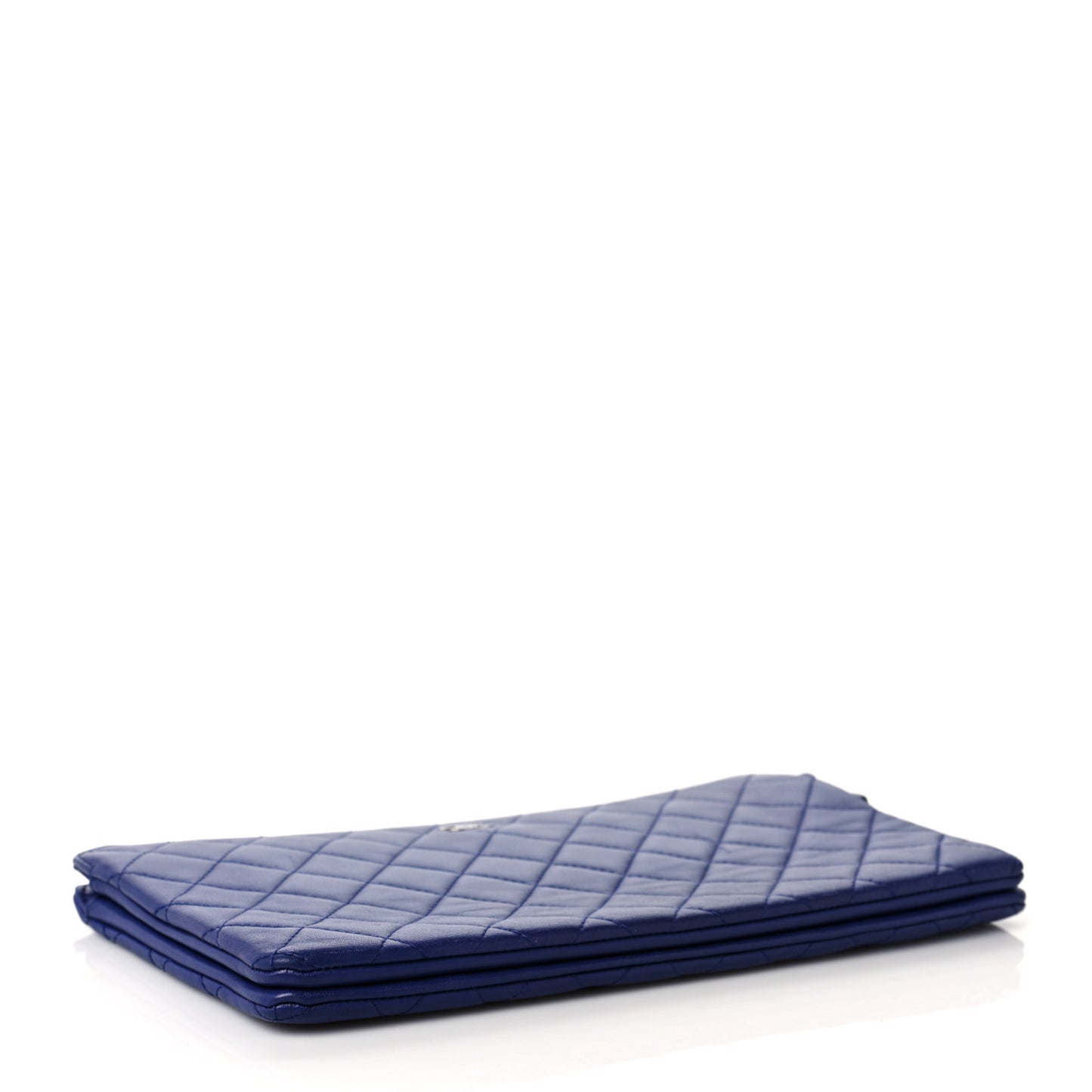 Lambskin Quilted Large Zipped Clutch Blue