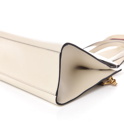 Gucci Grained Calfskin Web Stripe Butterfly Medium Totem Top Handle Bag White 7 of 10