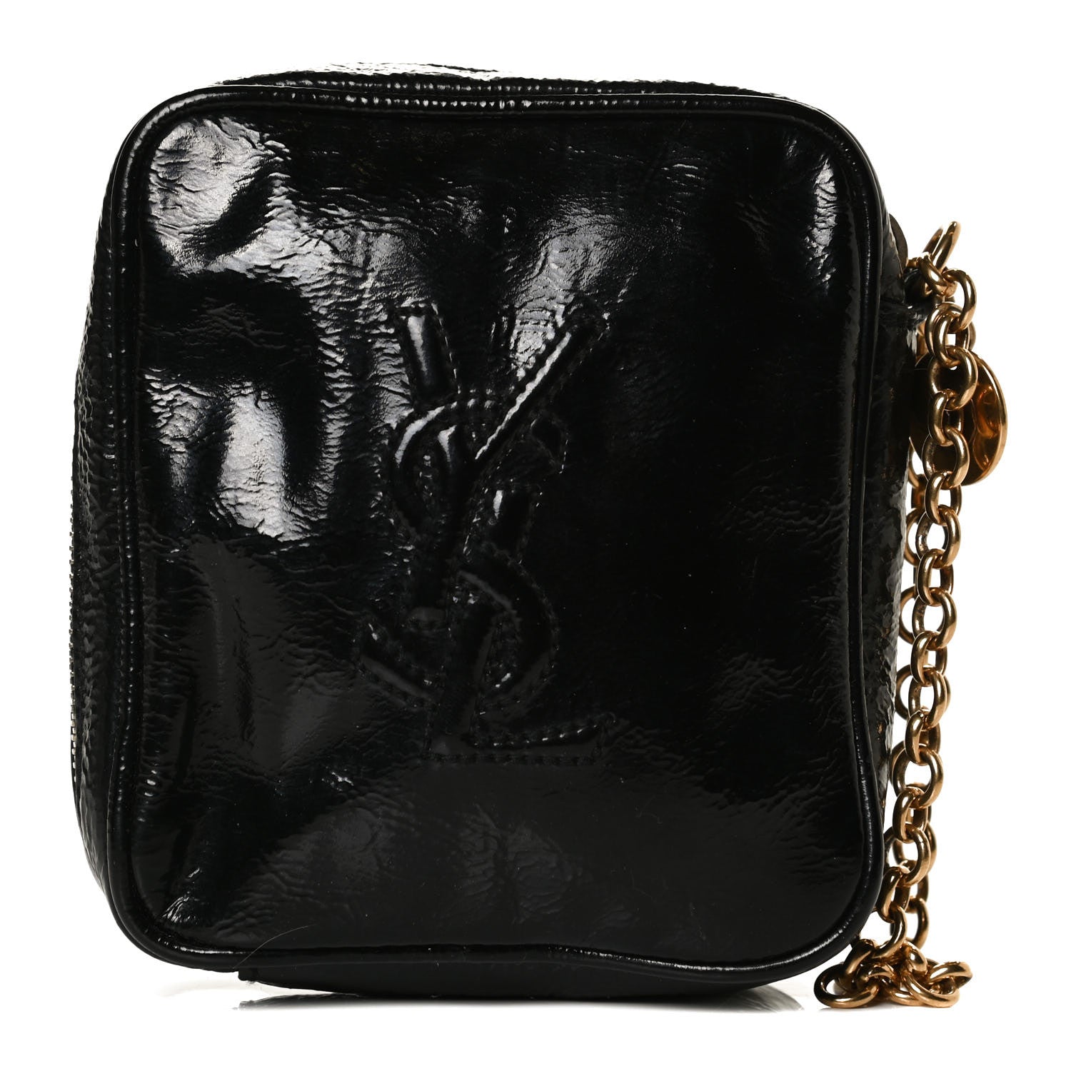 Saint Laurent Textured Patent Monogram Mini Wristlet Black 1 of 12