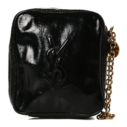 Saint Laurent Textured Patent Monogram Mini Wristlet Black 1 of 12