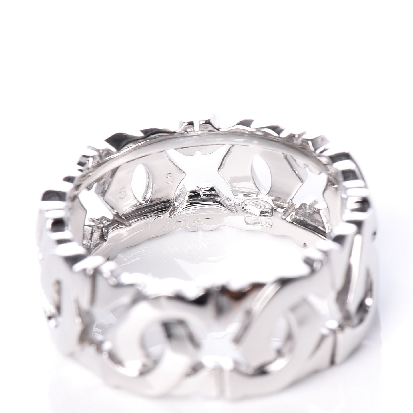 CARTIER 18K White Gold Entrelaces Ring 55 7.25