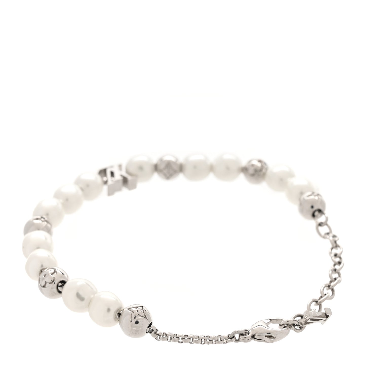 Monogram Pearl Bracelet Silver