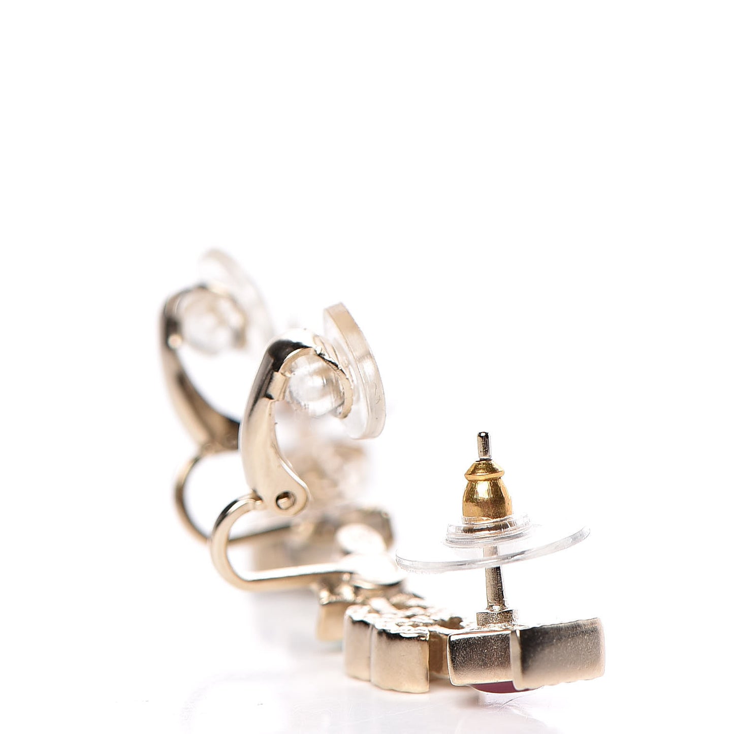 Enamel I Heart CC Earrings Gold