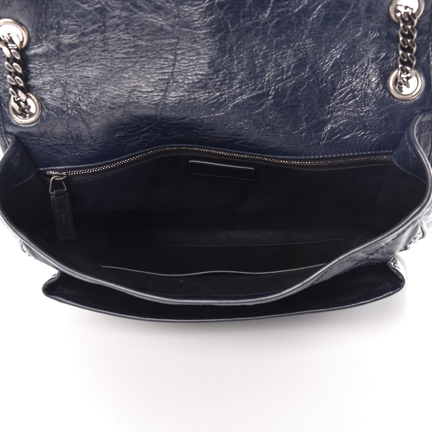 Crinkled Calfskin Matelasse Monogram Large Niki Chain Satchel Deep Marine