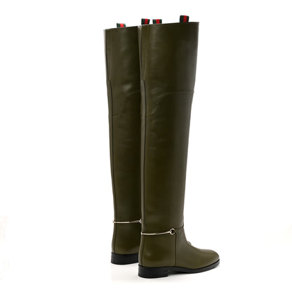 Gucci Marot Lux Slim Horsebit Over The Knee 38 Luscious Green 4 of 10