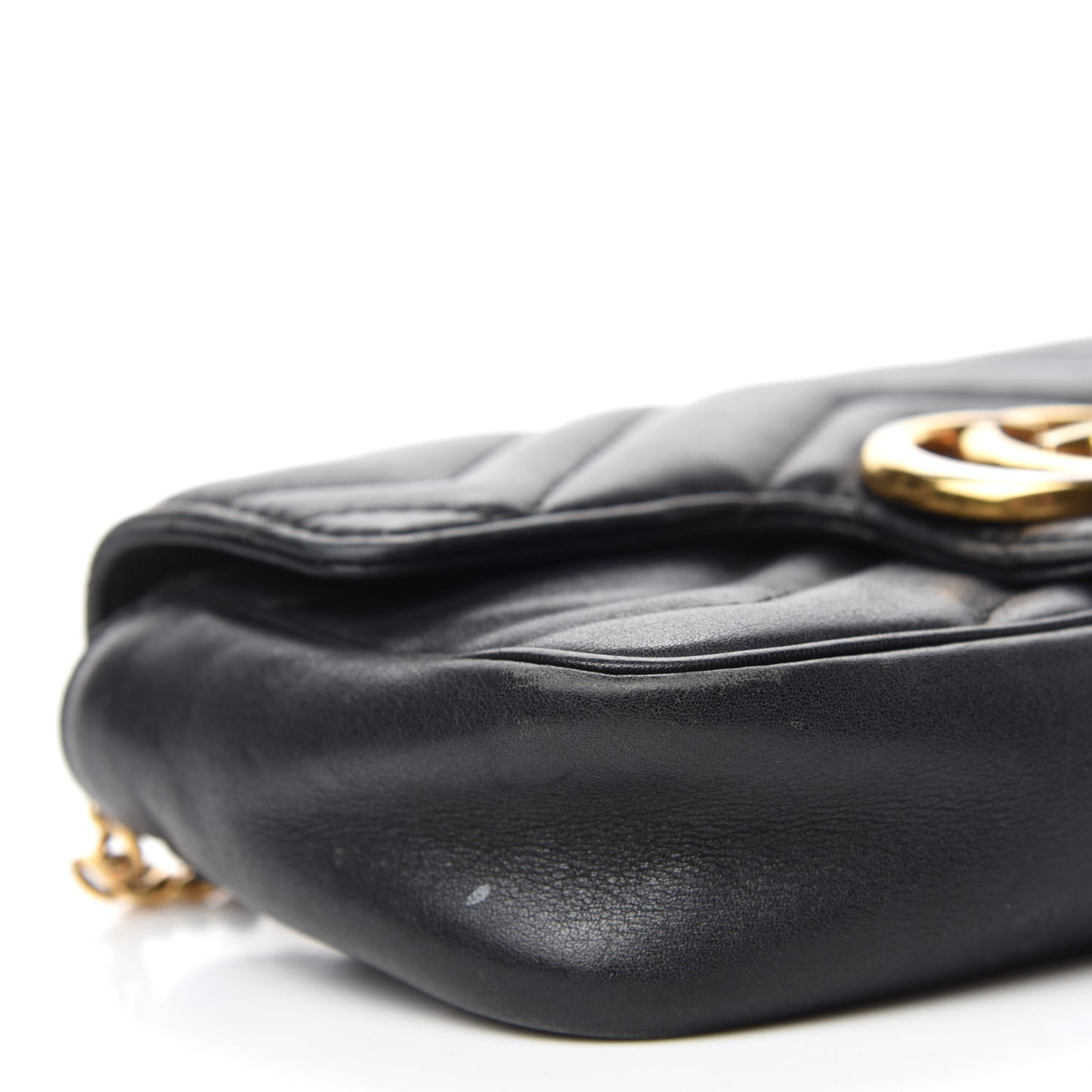 Calfskin Matelasse Super Mini GG Marmont Shoulder Bag Black