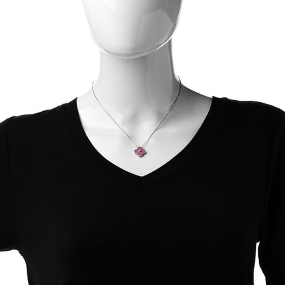 Van Cleef & Arpels 18K Rose Gold Diamond Rhodonite Vintage Alhambra Pendant Necklace 2 of 7