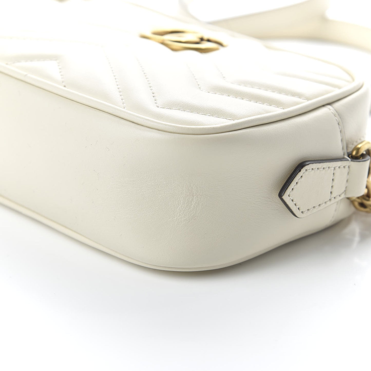 Calfskin Matelasse Mini GG Marmont Chain Shoulder Bag White