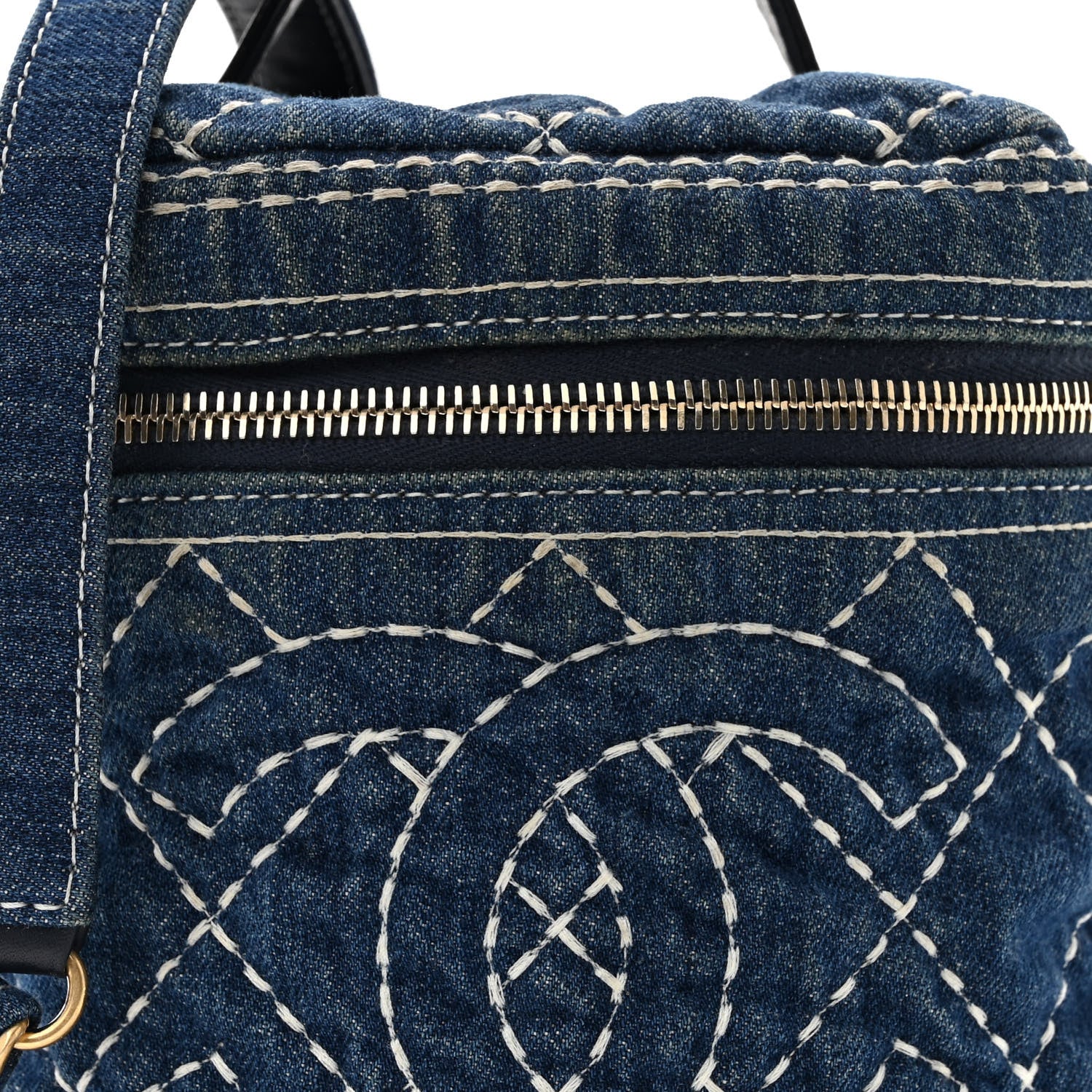 Chanel Denim Quilted Denim Trip Vanity Cosmetic Case Blue 8 of 11