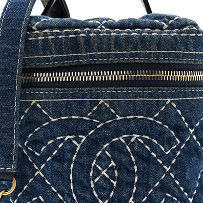 Chanel Denim Quilted Denim Trip Vanity Cosmetic Case Blue 8 of 11