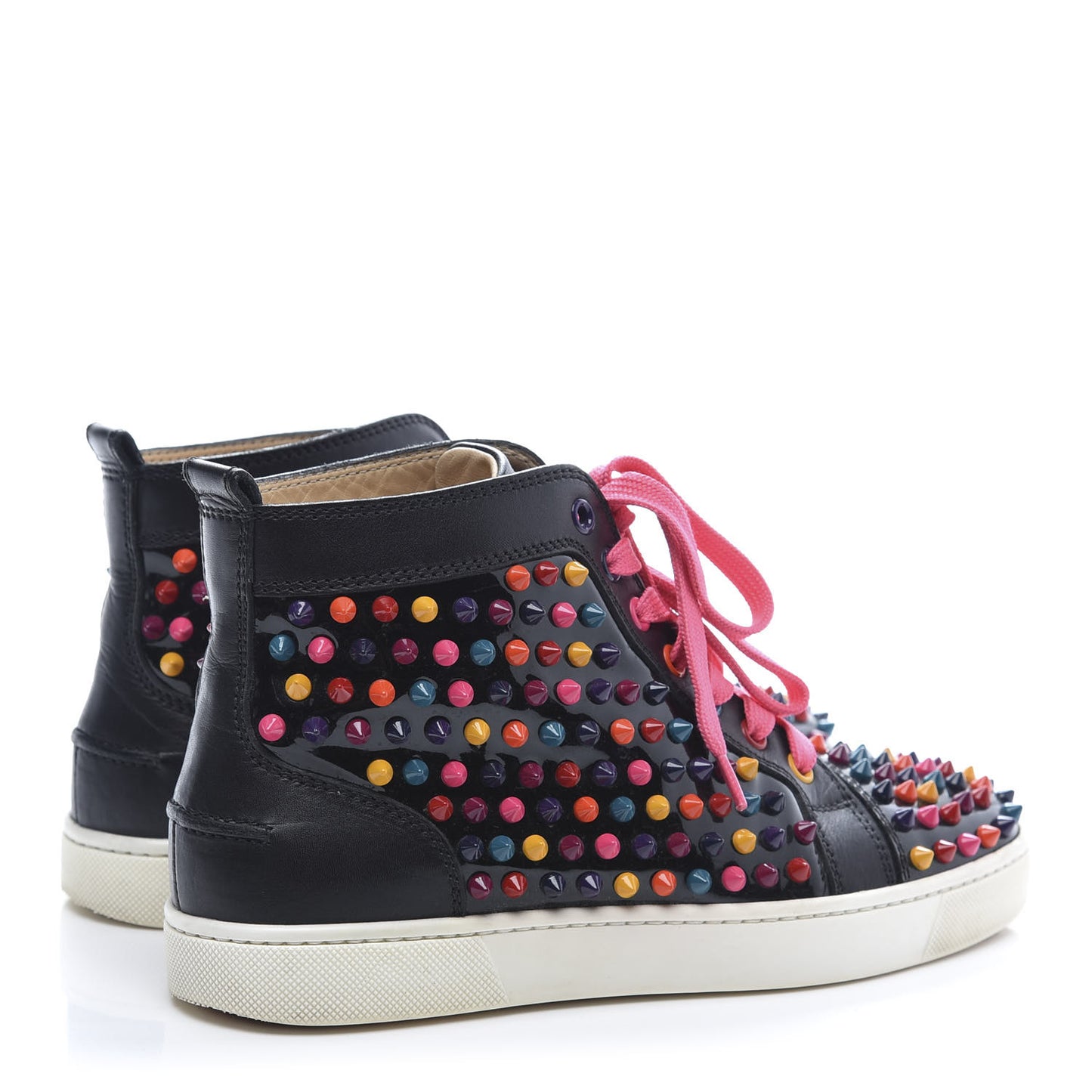 Calfskin Spike Louis Flat Sneakers 38 Black Multi