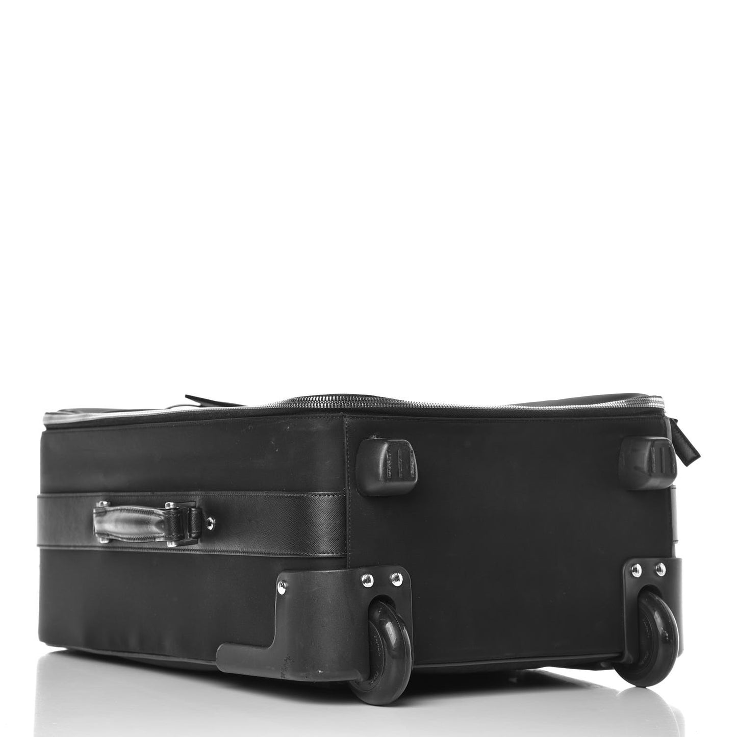 Tessuto Nylon Saffiano Trolley Luggage Black