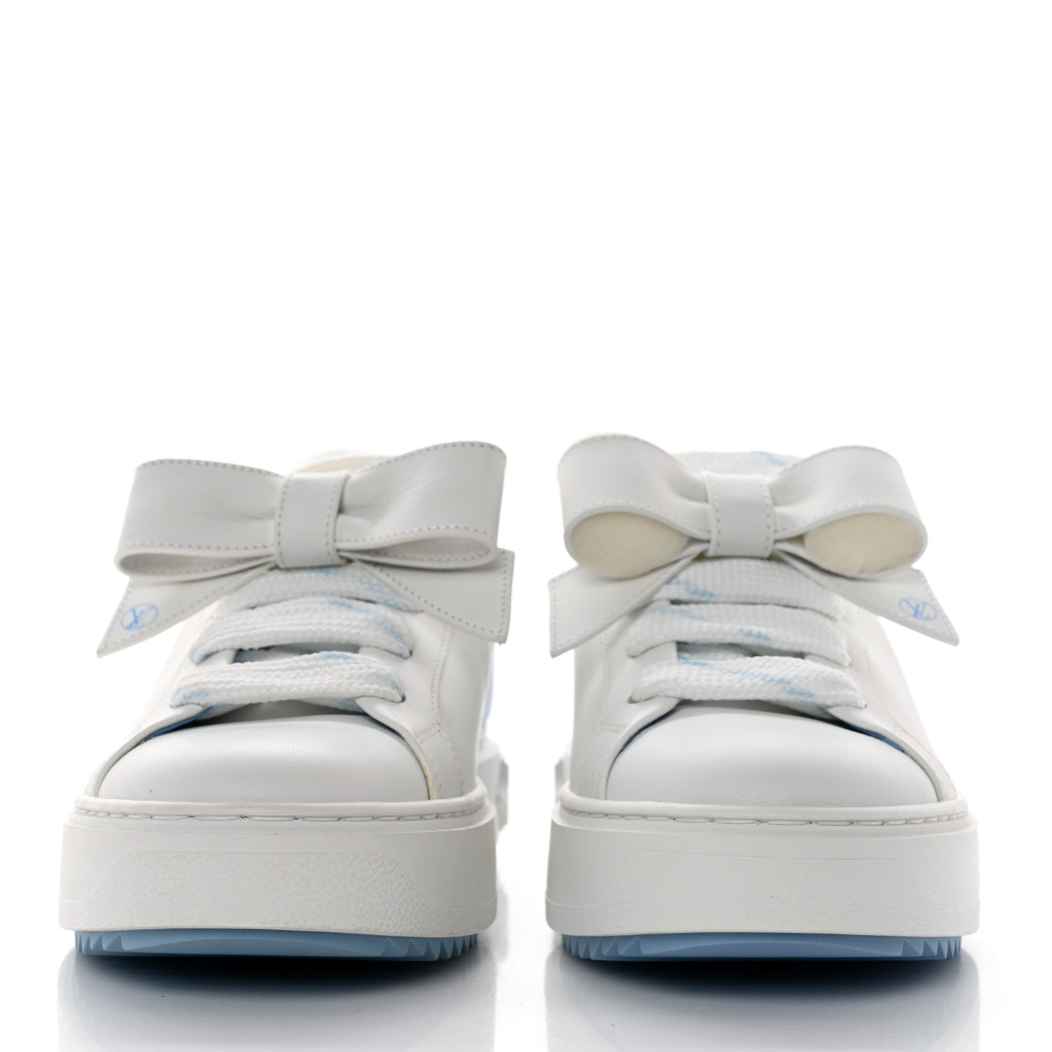 Louis Vuitton Calfskin Time Out Bow Sneakers 37.5 Blue 2 of 9