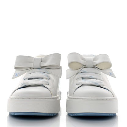 Louis Vuitton Calfskin Time Out Bow Sneakers 37.5 Blue 2 of 9