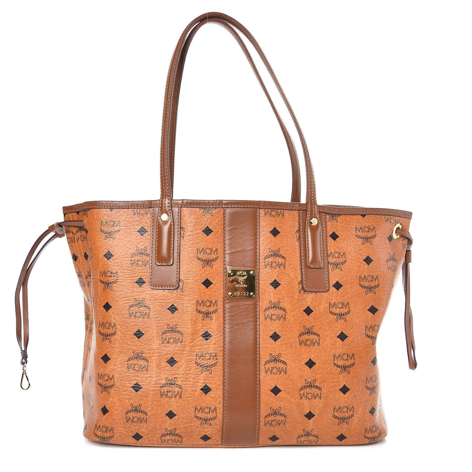 MCM Visetos Medium Liz Reversible Shopper Tote Cognac 1 of 20