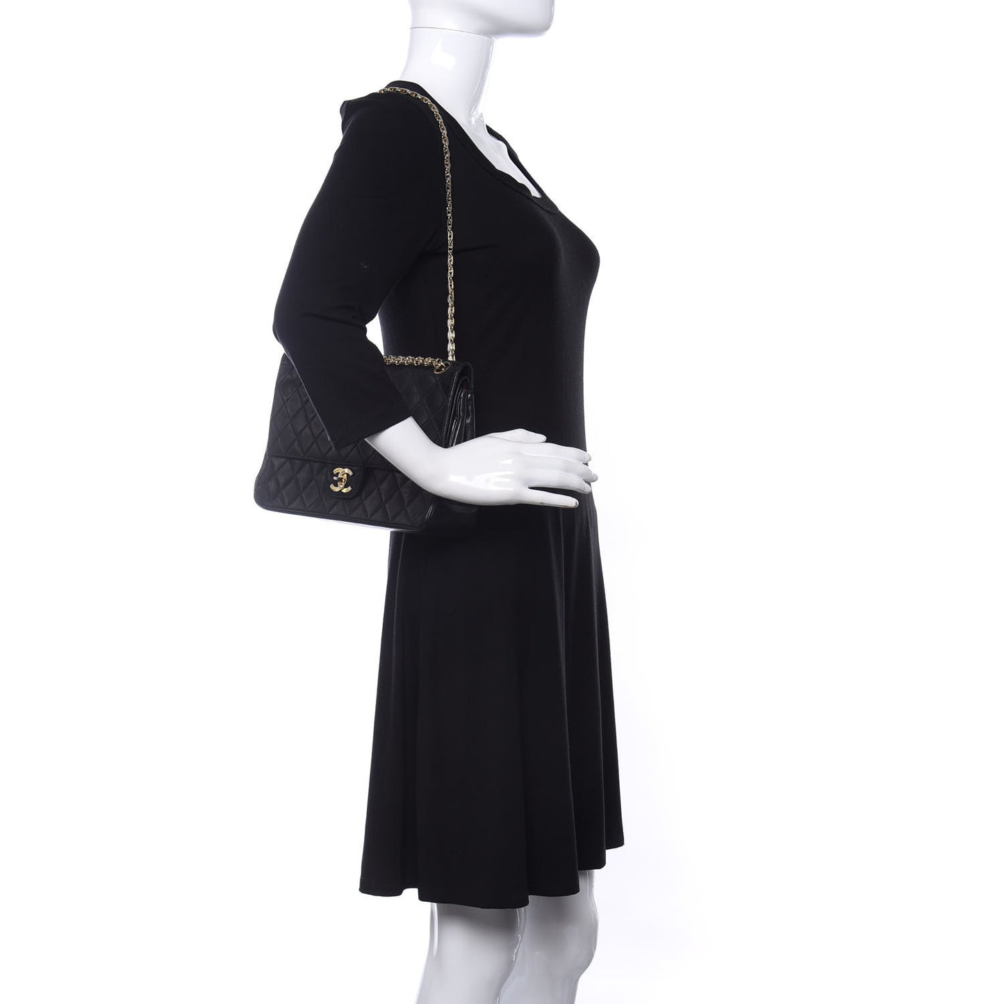 Lambskin Quilted Medium Double Flap Bijoux Chain Black