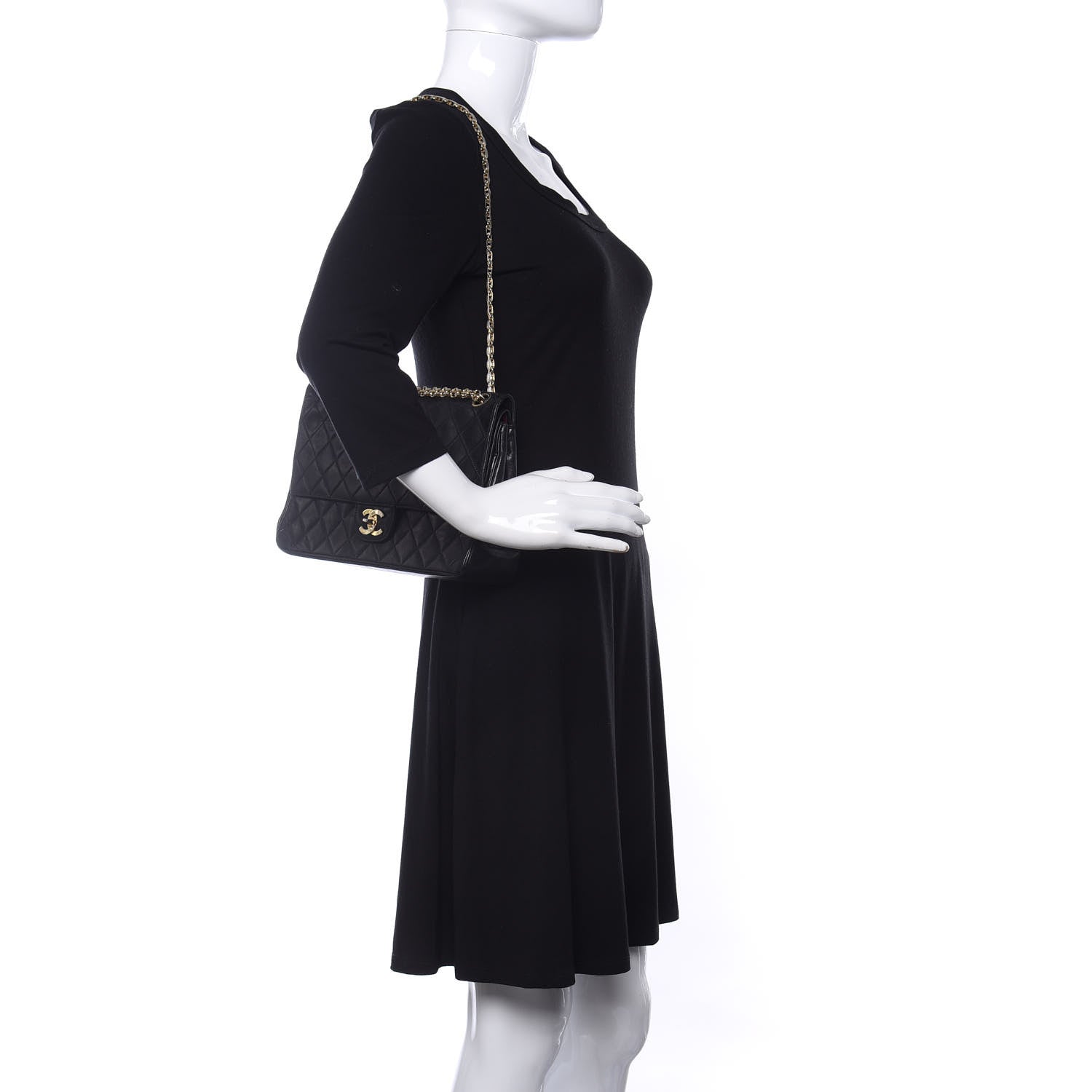 Chanel Lambskin Quilted Medium Double Flap Bijoux Chain Black 2 of 11