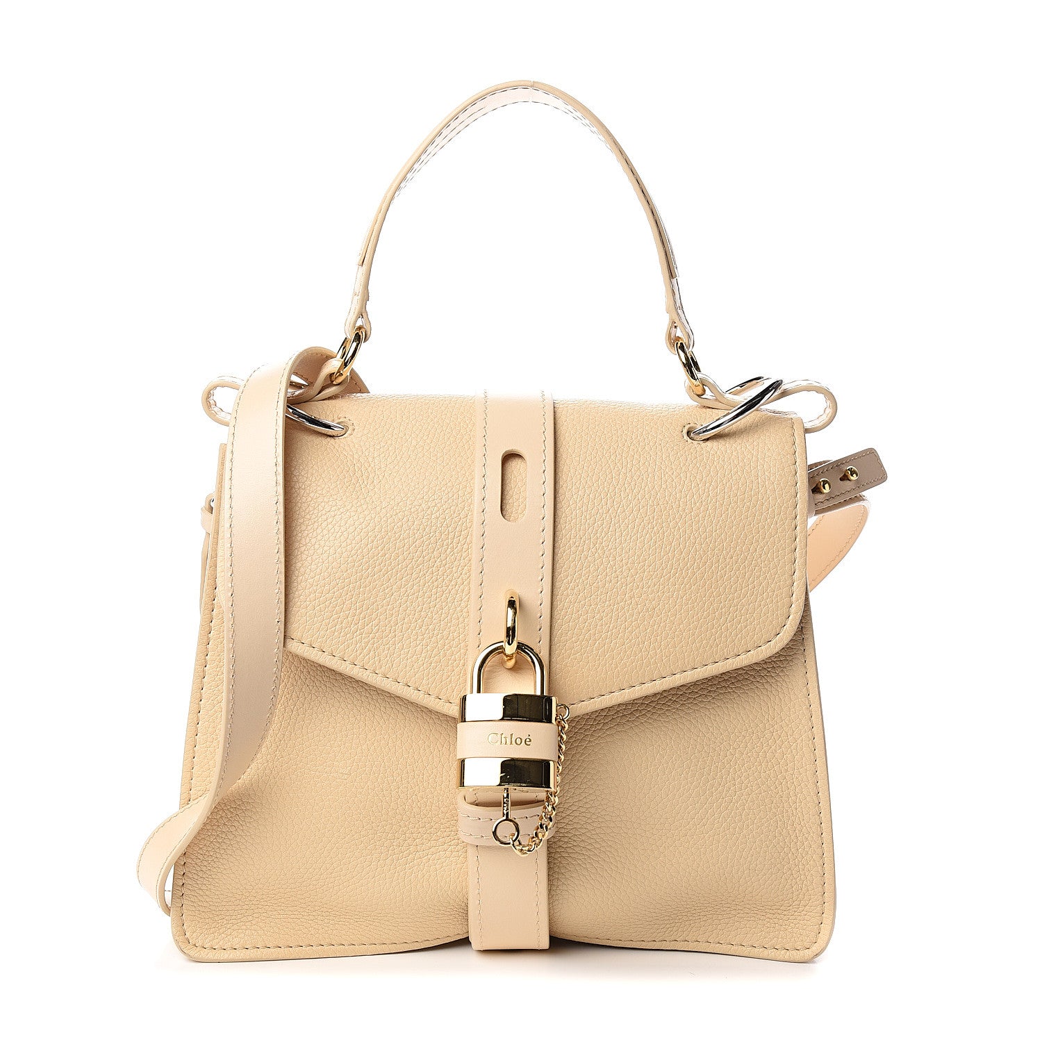 Chloe Shiny Grained Calfskin Medium Aby Day Shoulder Bag Blondie Beige 1 of 8