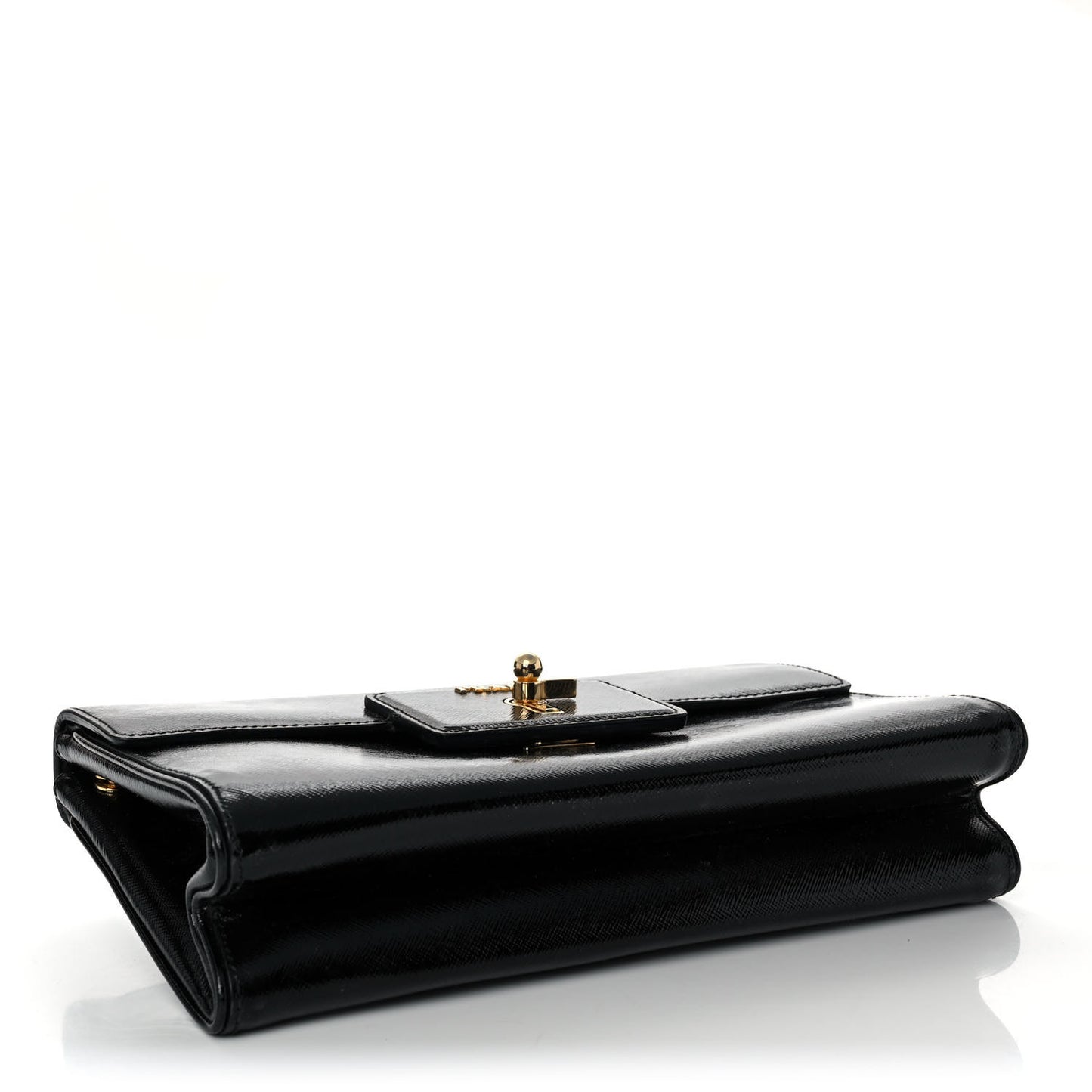 Vernice Saffiano Clutch Black