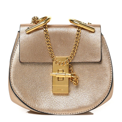 Chloe Metallic Grained Goatskin Nano Drew Shoulder Bag Abstract Gold 1 of 8