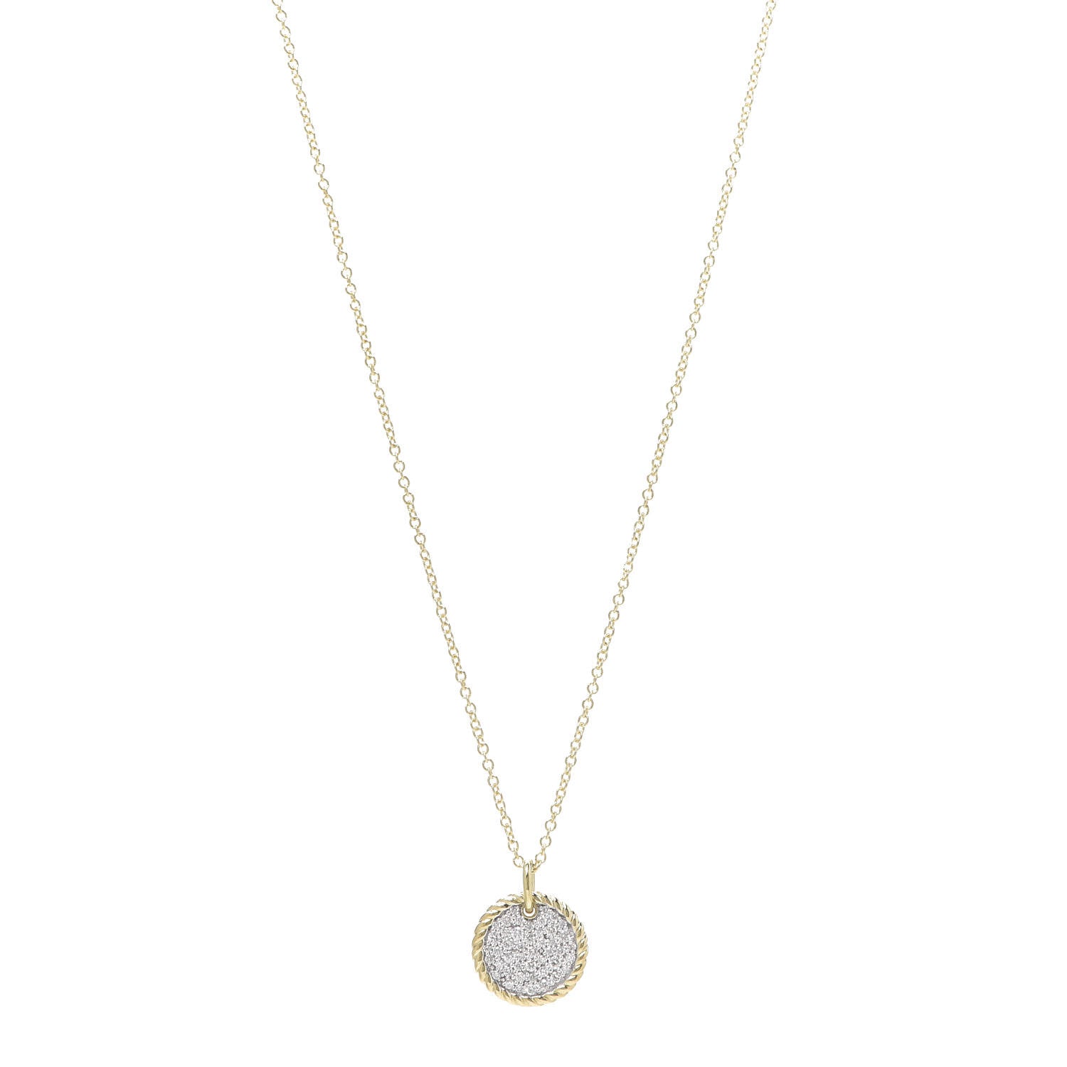 David Yurman 18K Yellow Gold Diamond Cable Collectibles Pave Charm Pendant Necklace 1 of 6
