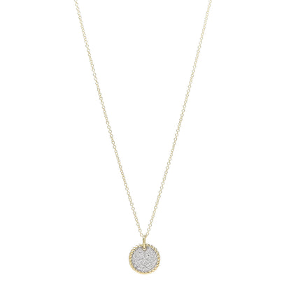 David Yurman 18K Yellow Gold Diamond Cable Collectibles Pave Charm Pendant Necklace 1 of 6