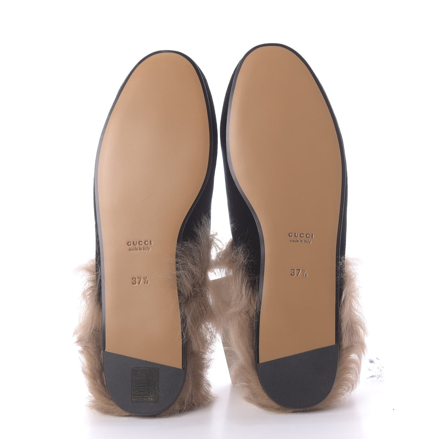 Velvet Fur Crystal Embroidered Womens Princetown Slippers 37.5 Black
