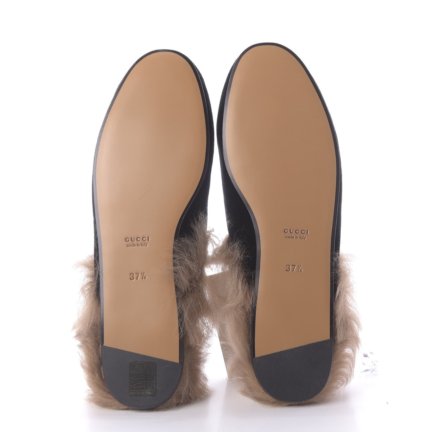 Gucci Velvet Fur Crystal Embroidered Womens Princetown Slippers 37.5 Black 6 of 9