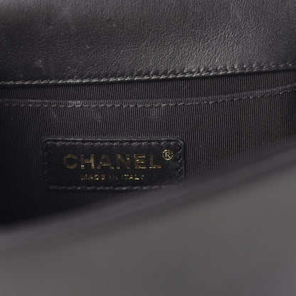 Chanel Calfskin Velvet Small Boy Flap Black Red 10 of 12