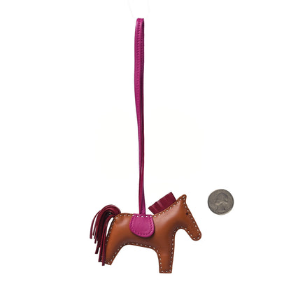 Hermes Milo Lambskin Grigri Rodeo Horse Bag Charm PM Gold Rubis Rose Pourpre 2 of 4
