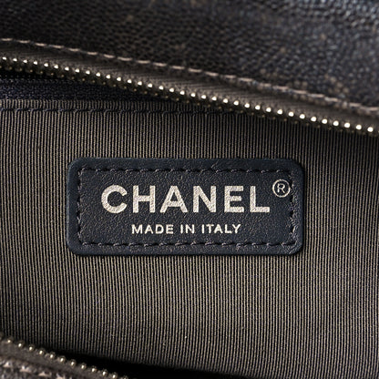 Chanel Metallic Caviar Chevron Quilted Medium Gabrielle Hobo Dark Silver Gold 6 of 16