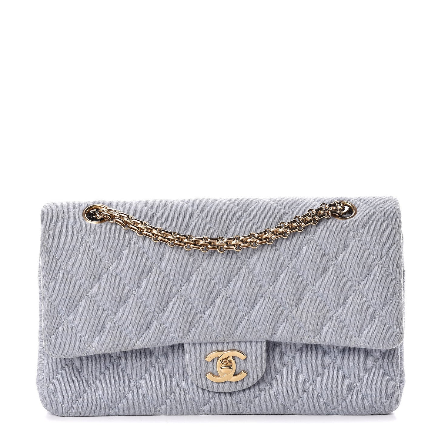 Jersey Quilted Medium Double Flap Light Blue