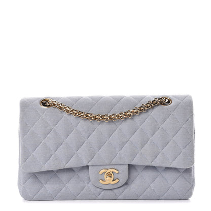 Chanel Jersey Quilted Medium Double Flap Light Blue 1 of 16