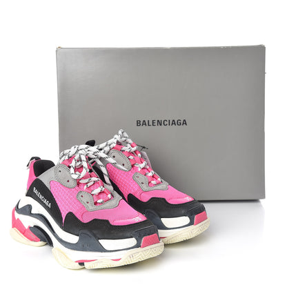Balenciaga Fabric Mesh Womens Triple S Sneakers 35 Fluo Pink Grey White 10 of 10