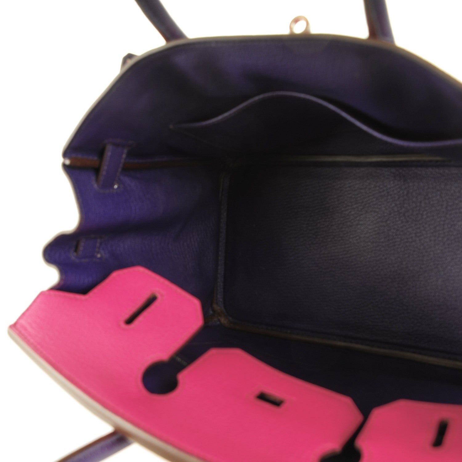 Hermes Chevre Bi-Color Horseshoe Birkin 30 Rose Shocking Iris 27 of 27