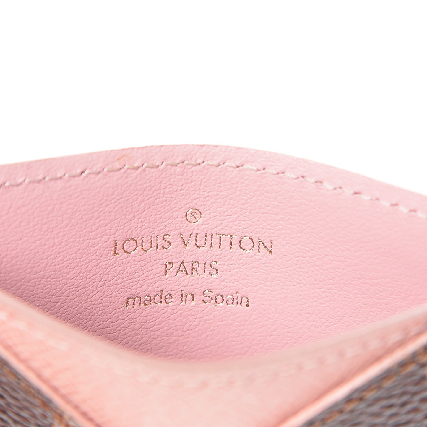 Damier Ebene Caissa Card Holder Rose Ballerine
