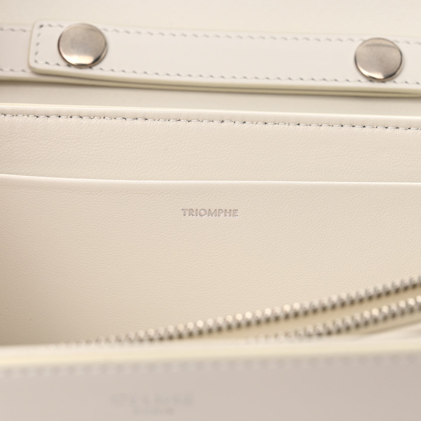 Shiny Calfskin Trapeze Triomphe Bag White