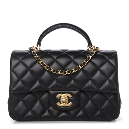 Chanel Lambskin Quilted Mini Top Handle Rectangular Flap Black 1 of 11